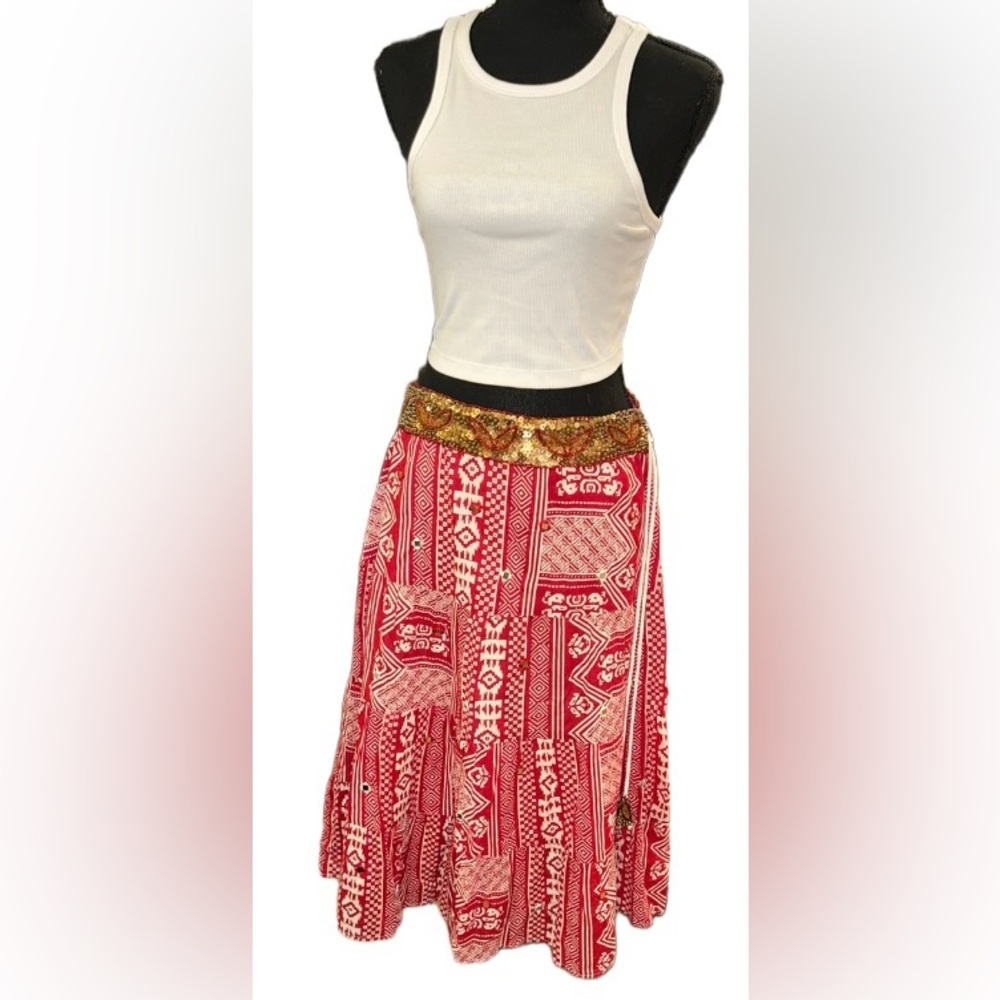 ✌🏻COACHELLA FESTIVAL VIBES!! TWENTY-ONE GORGEOUS FLOWING SEQUINED BOHO SKIRT - Picture 4 of 15